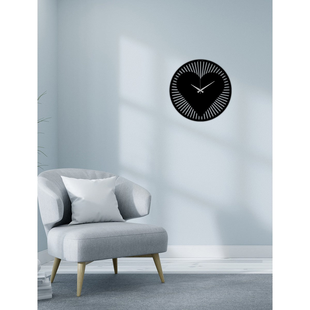 Orologio da Parete Cuore 1, Nero, Metallo, 42x0,15x42 cm, DESIGN MANIA