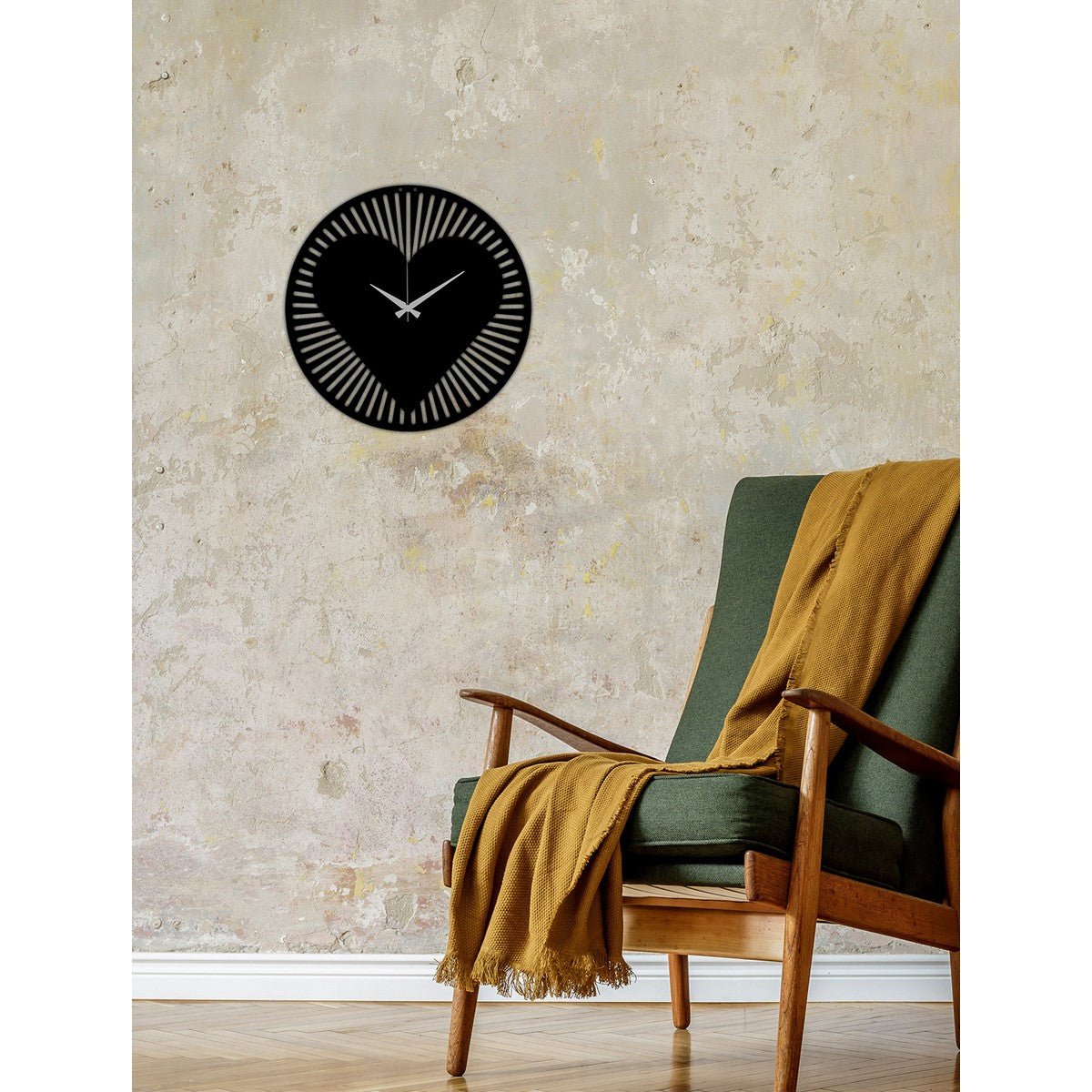 Orologio da Parete Cuore 1, Nero, Metallo, 42x0,15x42 cm, DESIGN MANIA