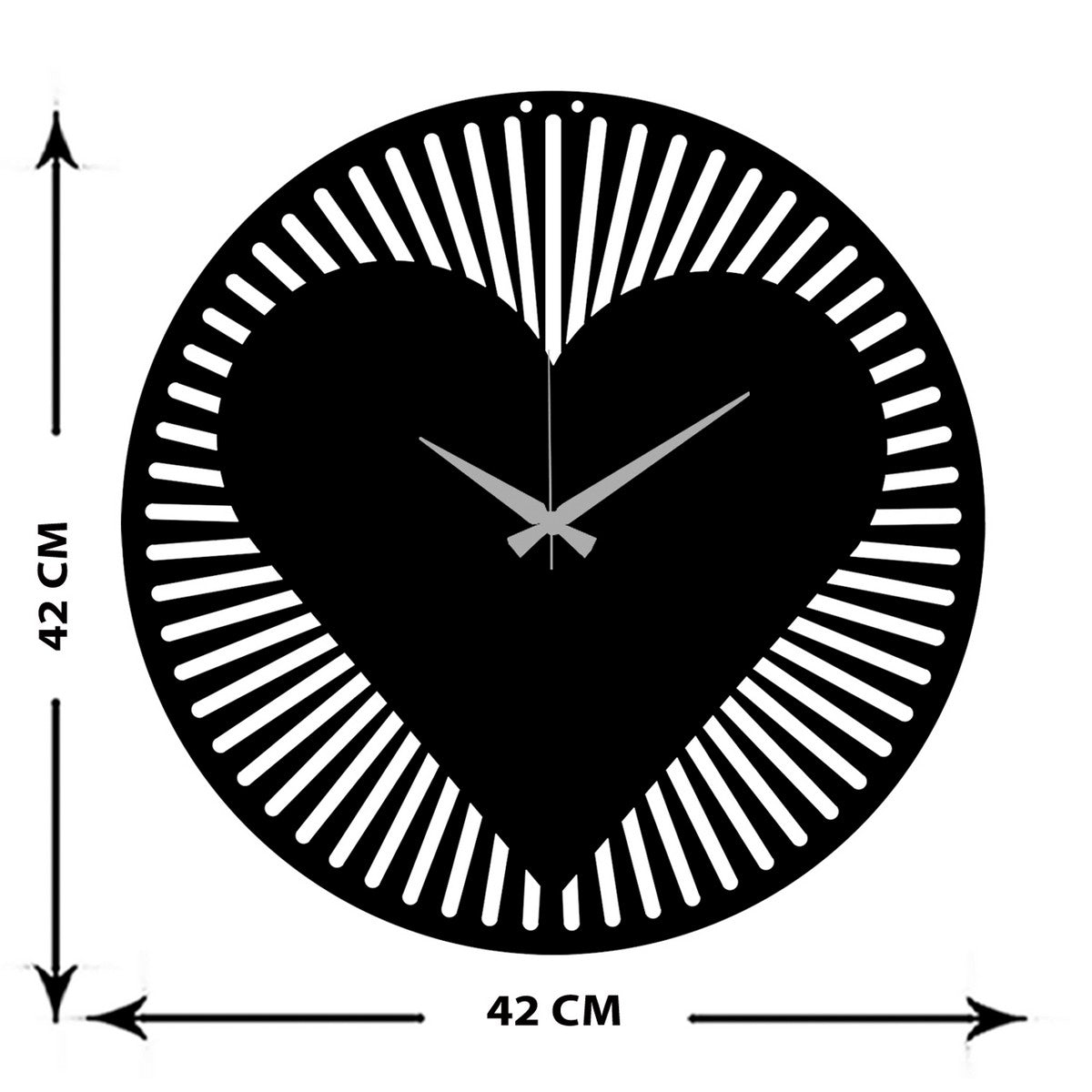 Orologio da Parete Cuore 1, Nero, Metallo, 42x0,15x42 cm, DESIGN MANIA