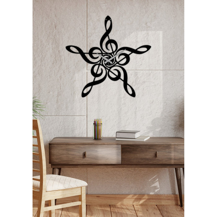 Orologio da Parete Musica, Nero, Metallo, 50x0,15x48 cm, DESIGN MANIA