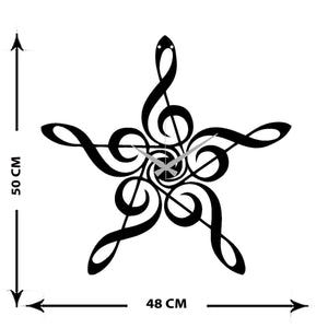 Orologio da Parete Musica, Nero, Metallo, 50x0,15x48 cm, DESIGN MANIA
