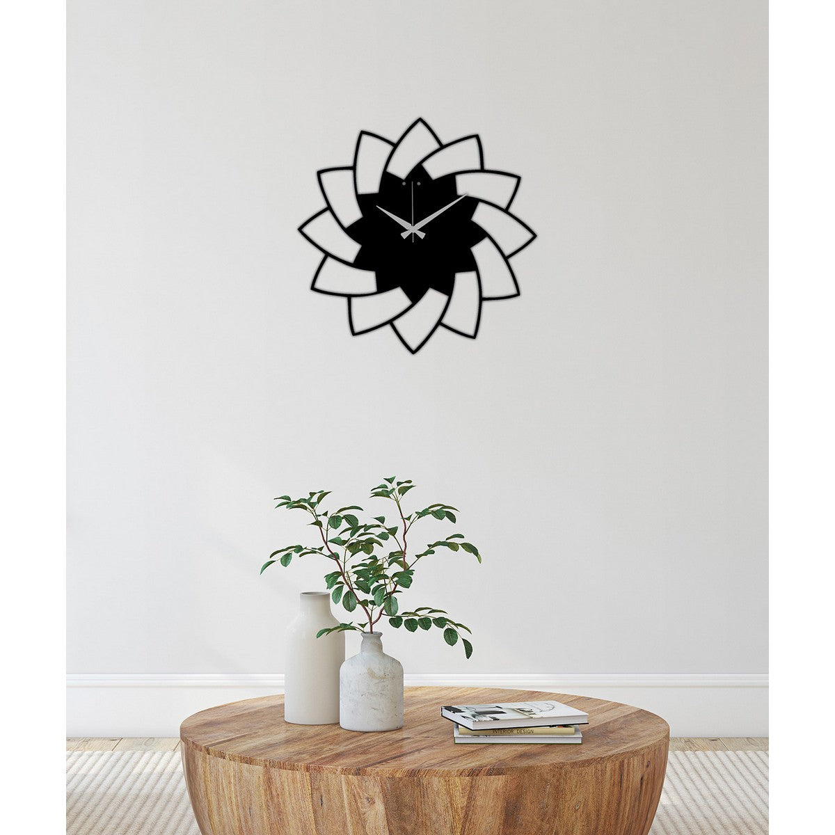 Orologio da Parete Geometrico 41, Nero, Metallo, 40x0,15x40 cm cm, DESIGN MANIA