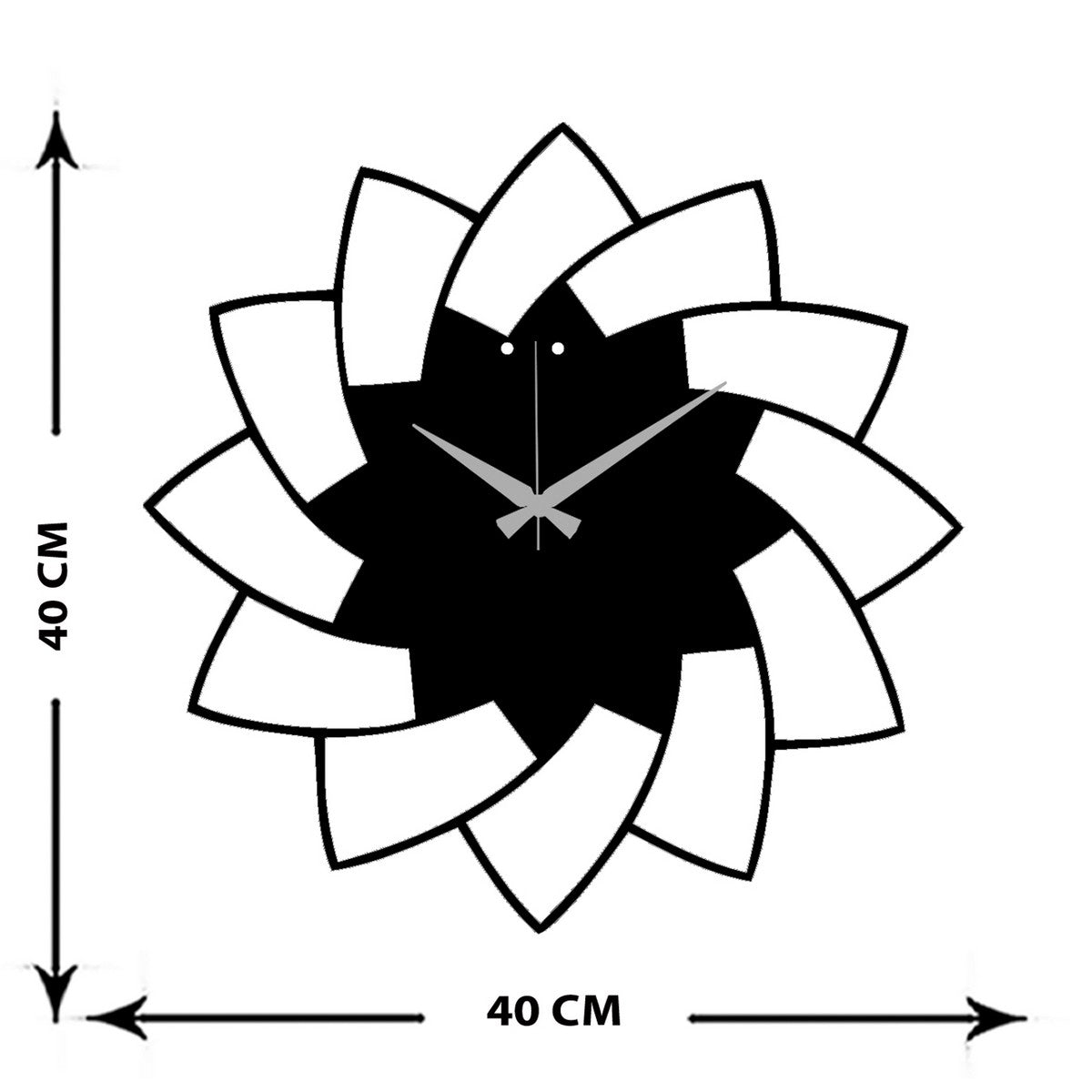 Orologio da Parete Geometrico 41, Nero, Metallo, 40x0,15x40 cm cm, DESIGN MANIA