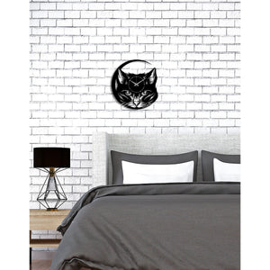 Orologio da Parete Gatto 2, Nero, Metallo, 43x0,15x45 cm, DESIGN MANIA