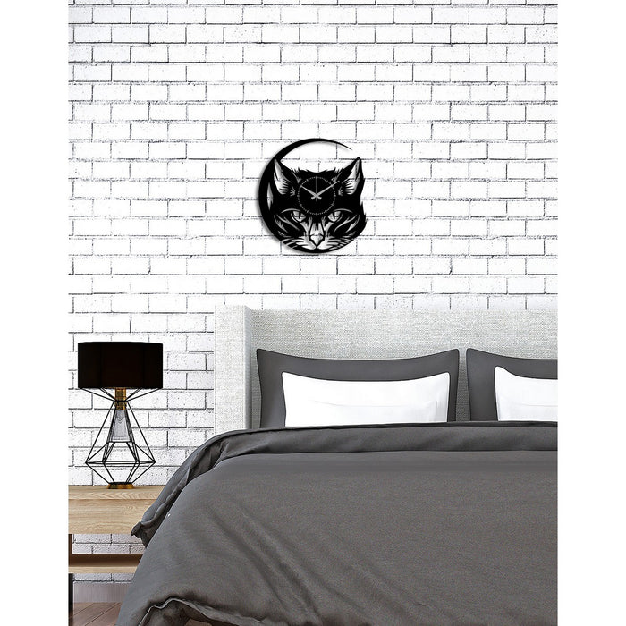 Orologio da Parete Gatto 2, Nero, Metallo, 43x0,15x45 cm, DESIGN MANIA
