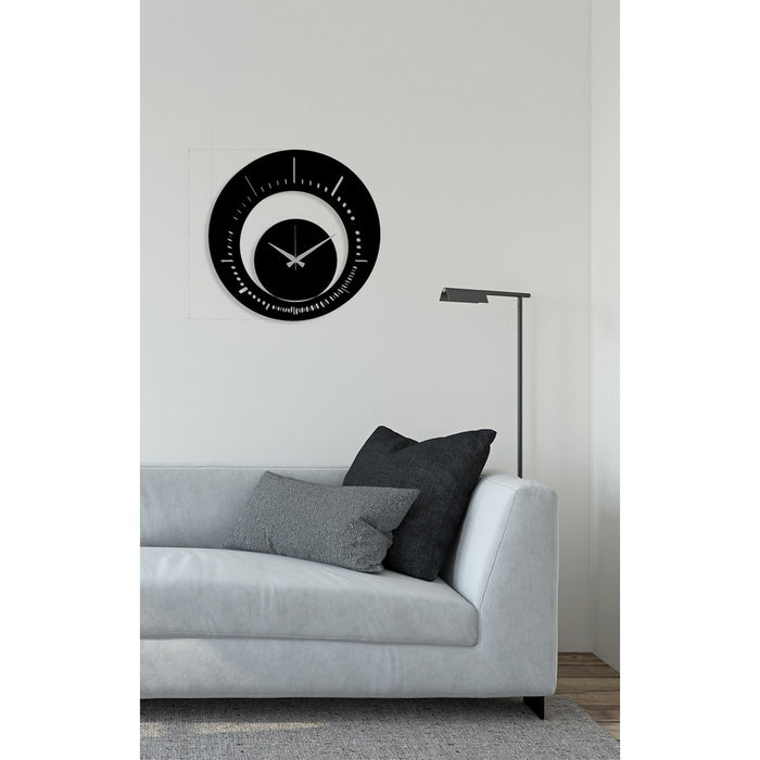 Orologio da Parete Essenziale 3, Nero, Metallo, 40x0,15x40 cm cm, DESIGN MANIA