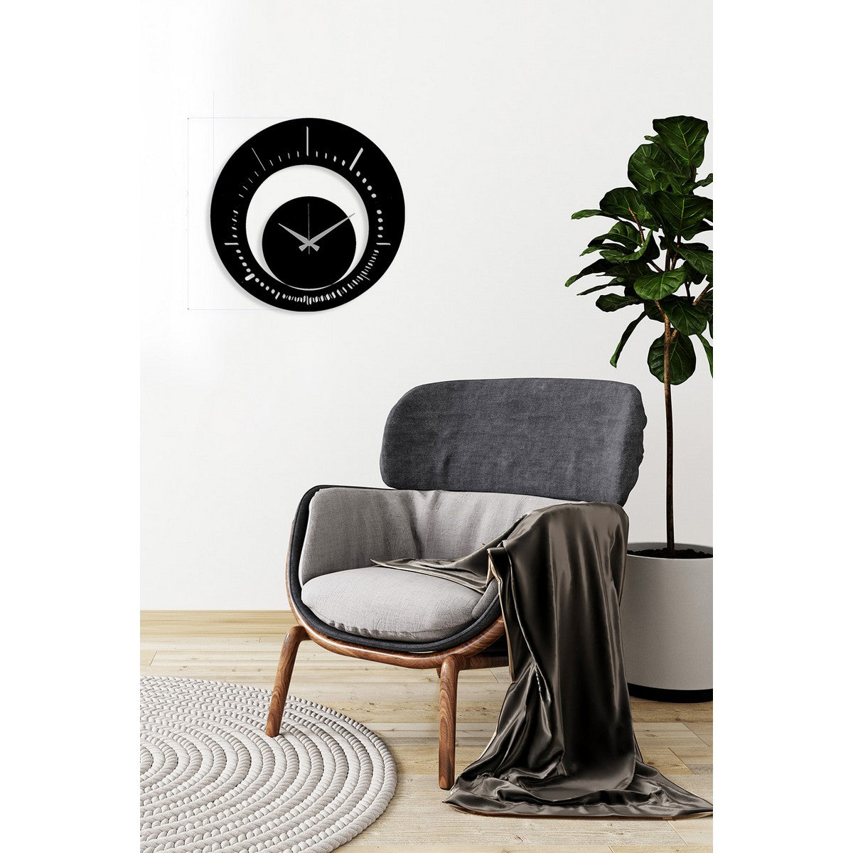 Orologio da Parete Essenziale 3, Nero, Metallo, 40x0,15x40 cm cm, DESIGN MANIA