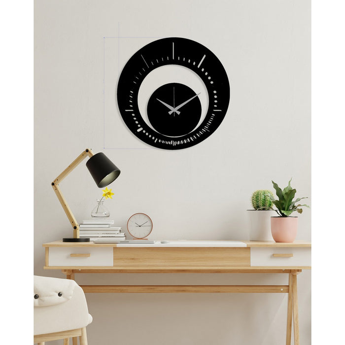 Orologio da Parete Essenziale 3, Nero, Metallo, 40x0,15x40 cm cm, DESIGN MANIA