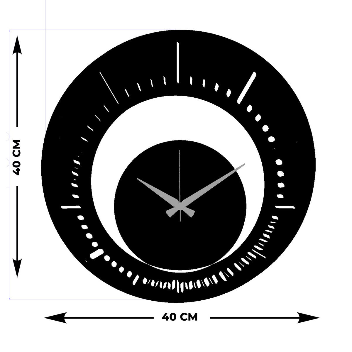 Orologio da Parete Essenziale 3, Nero, Metallo, 40x0,15x40 cm cm, DESIGN MANIA
