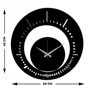 Orologio da Parete Essenziale 3, Nero, Metallo, 40x0,15x40 cm cm, DESIGN MANIA