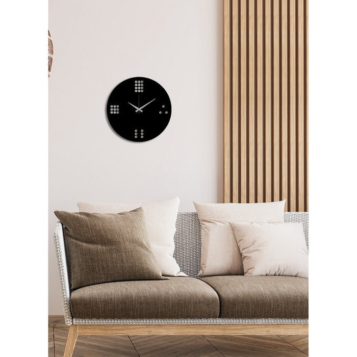 Orologio da Parete Essenziale 4, Nero, Metallo, 40x0,15x40 cm cm, DESIGN MANIA