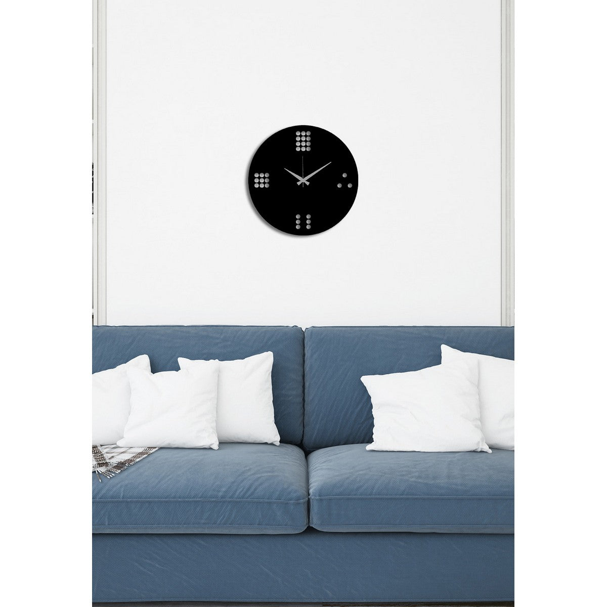 Orologio da Parete Essenziale 4, Nero, Metallo, 40x0,15x40 cm cm, DESIGN MANIA