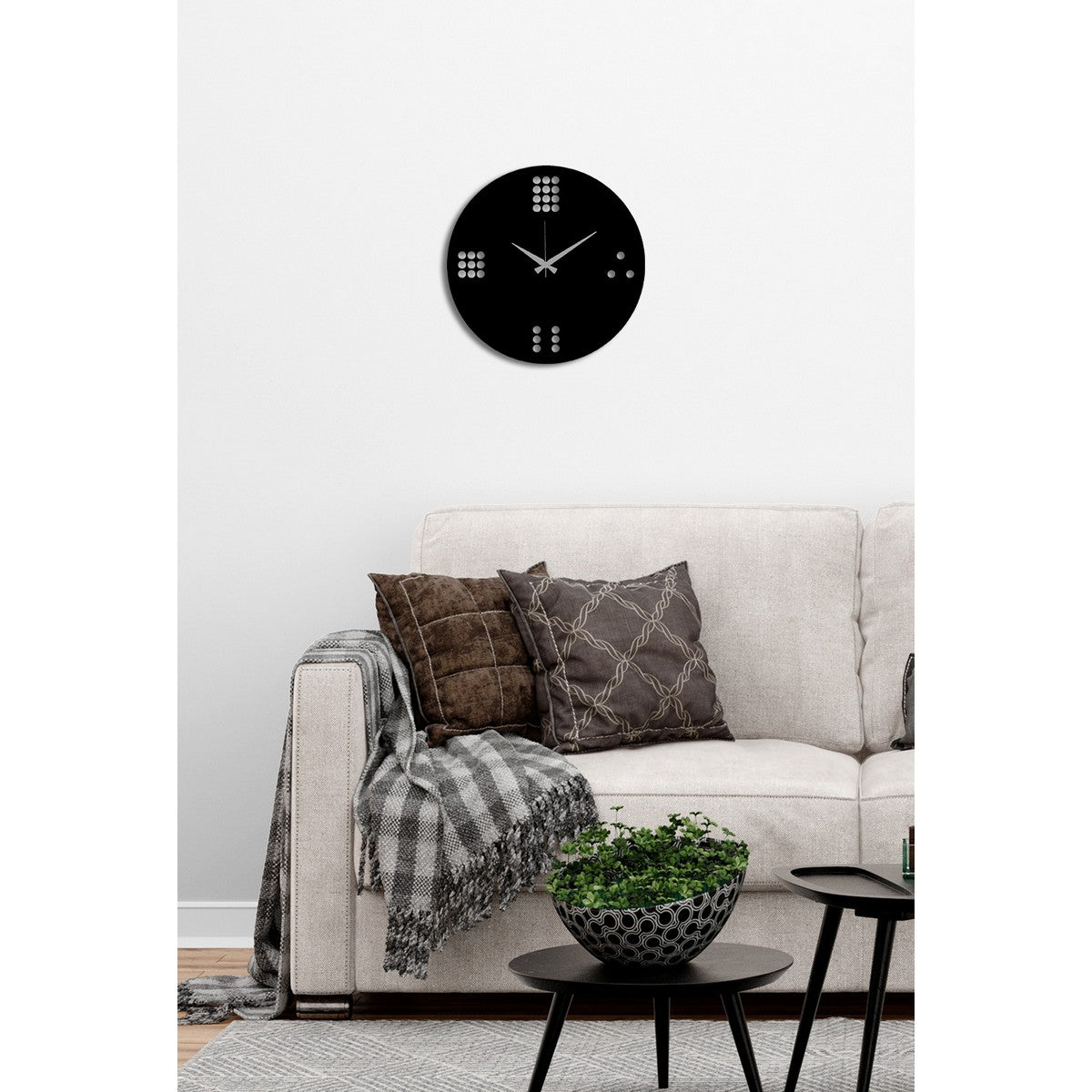 Orologio da Parete Essenziale 4, Nero, Metallo, 40x0,15x40 cm cm, DESIGN MANIA