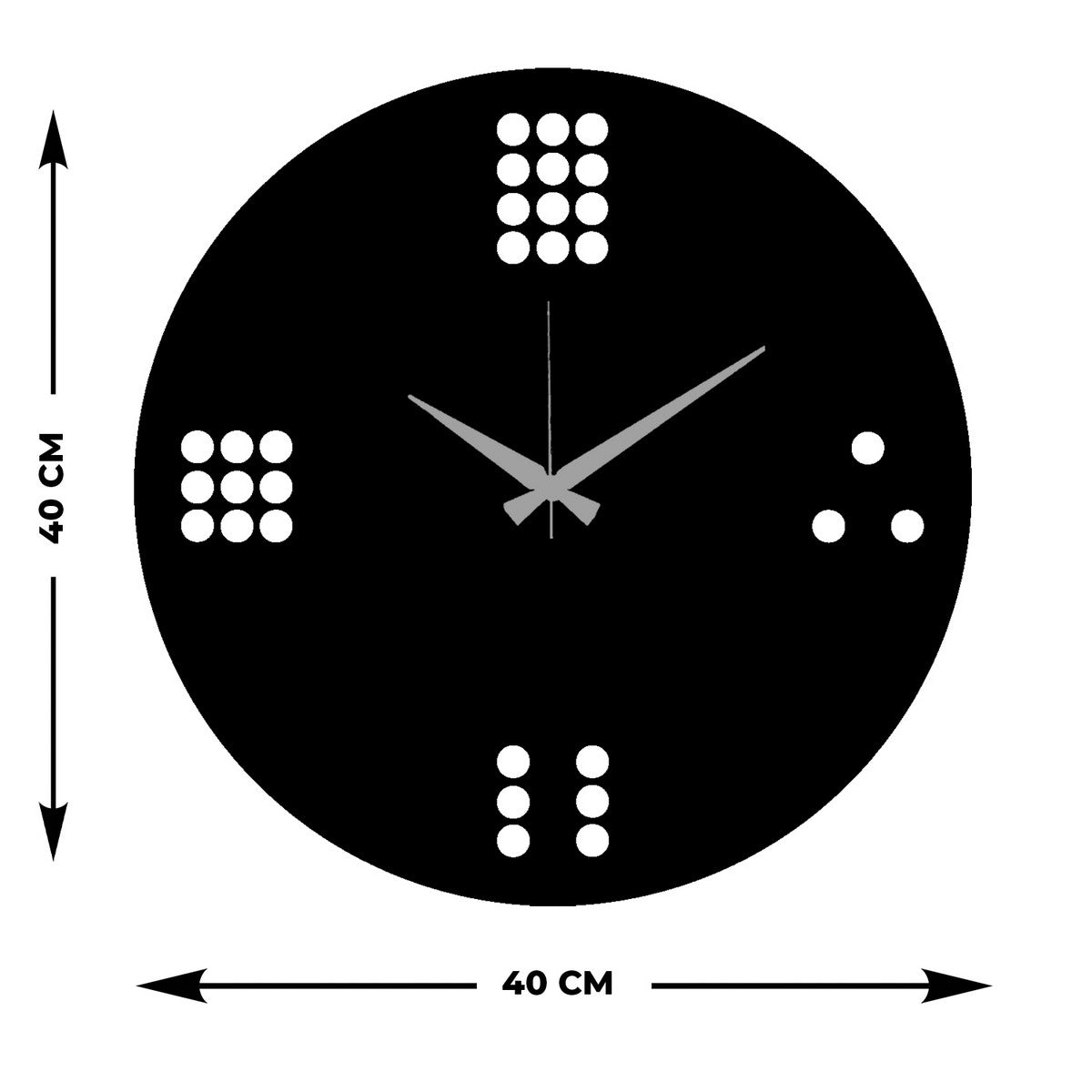 Orologio da Parete Essenziale 4, Nero, Metallo, 40x0,15x40 cm cm, DESIGN MANIA