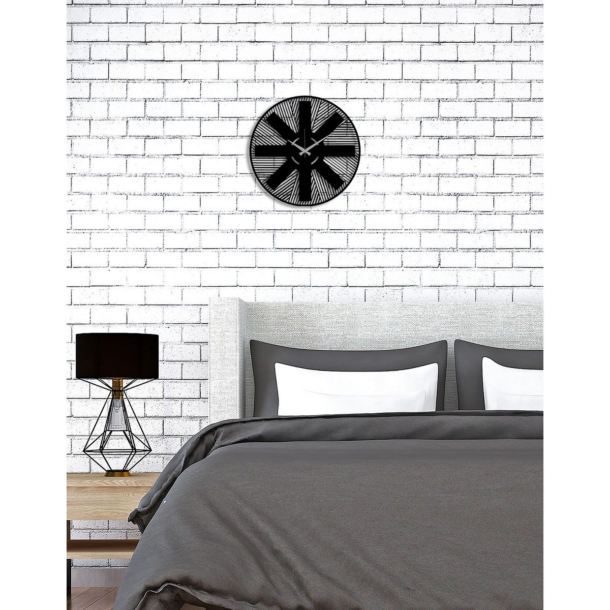 Orologio da Parete Geometrico 56, Nero, Metallo, 40x0,15x40 cm cm, DESIGN MANIA