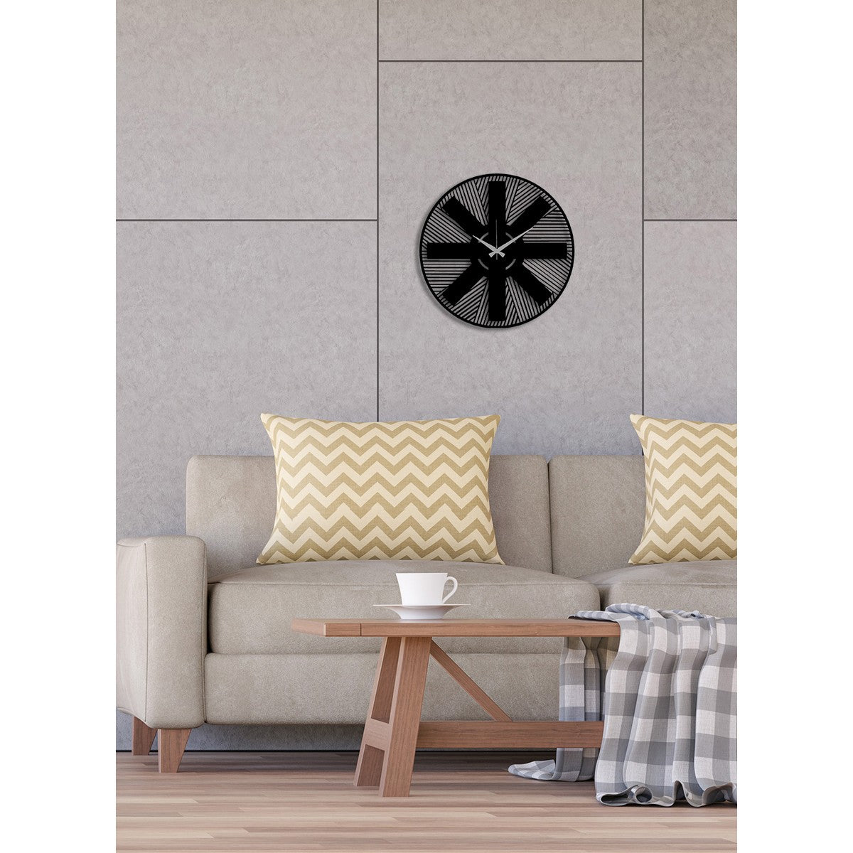 Orologio da Parete Geometrico 56, Nero, Metallo, 40x0,15x40 cm cm, DESIGN MANIA