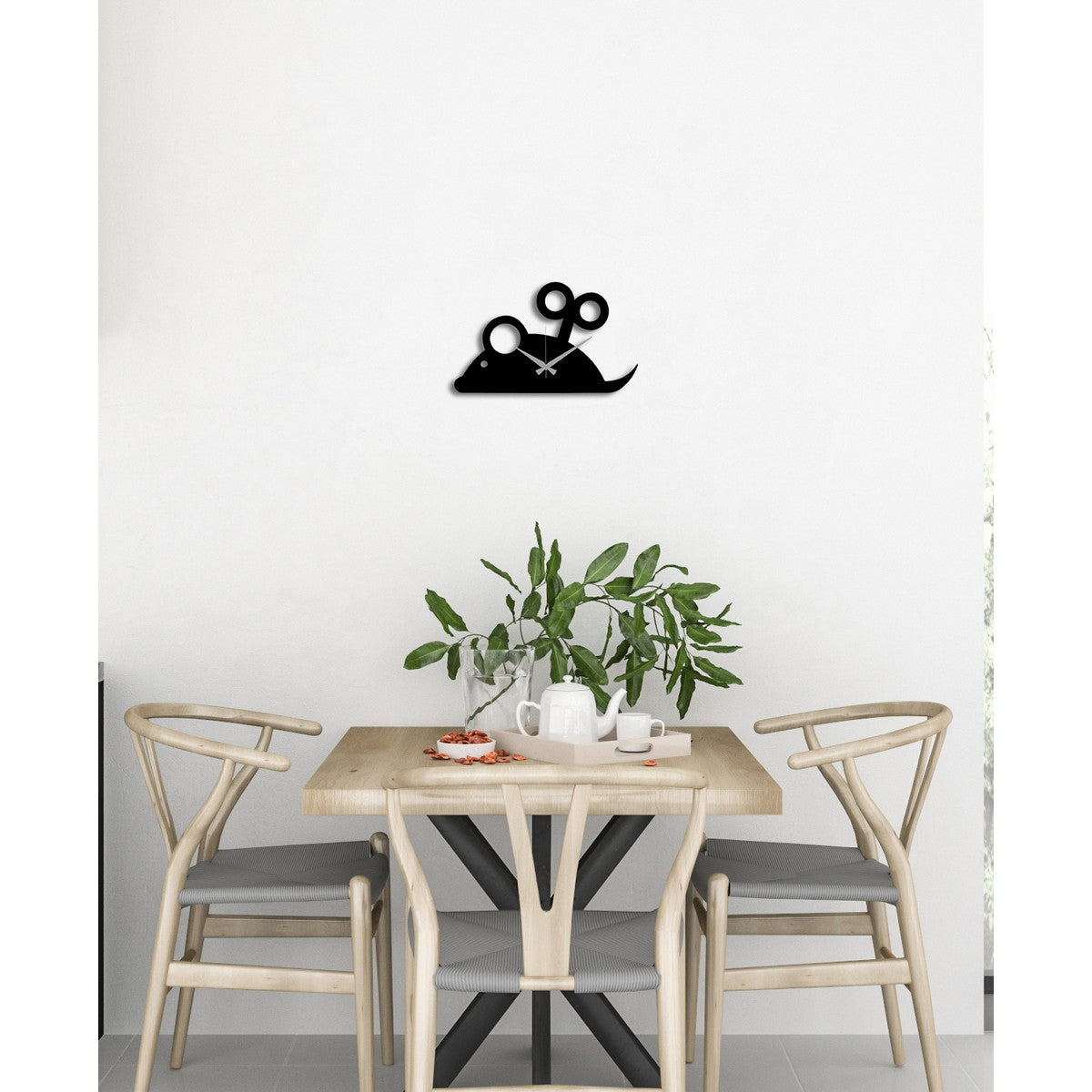 Orologio da Parete Topo, Nero, Metallo, 33x0,15x20 cm, DESIGN MANIA