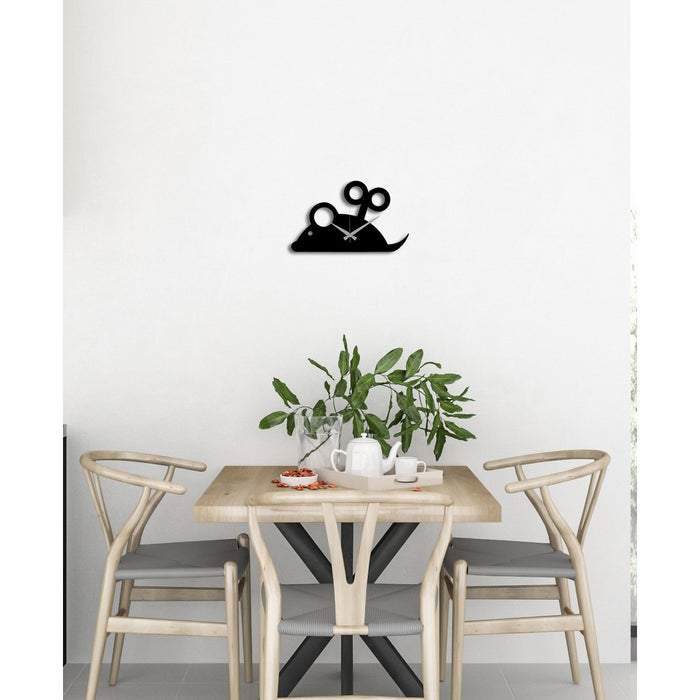 Orologio da Parete Topo, Nero, Metallo, 33x0,15x20 cm, DESIGN MANIA