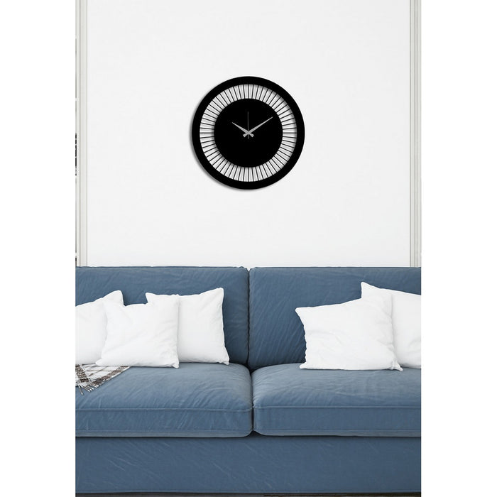 Orologio da Parete Geometrico 57, Nero, Metallo, 40x0,15x40 cm cm, DESIGN MANIA