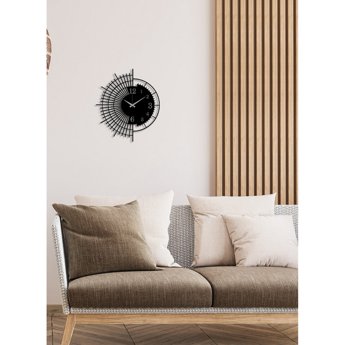 Orologio da Parete Geometrico 64, Nero, Metallo, 44x0,15x50 cm, DESIGN MANIA