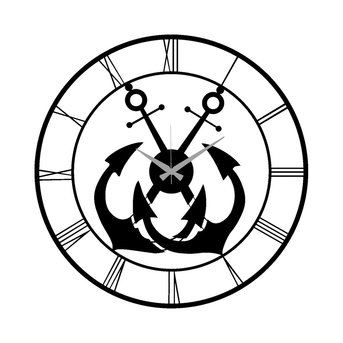 Orologio da Parete Ancore, Nero, Metallo, 50x0,15x50 cm, DESIGN MANIA