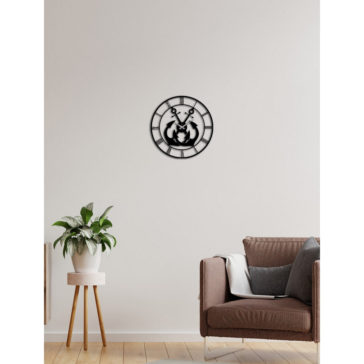 Orologio da Parete Ancore, Nero, Metallo, 50x0,15x50 cm, DESIGN MANIA