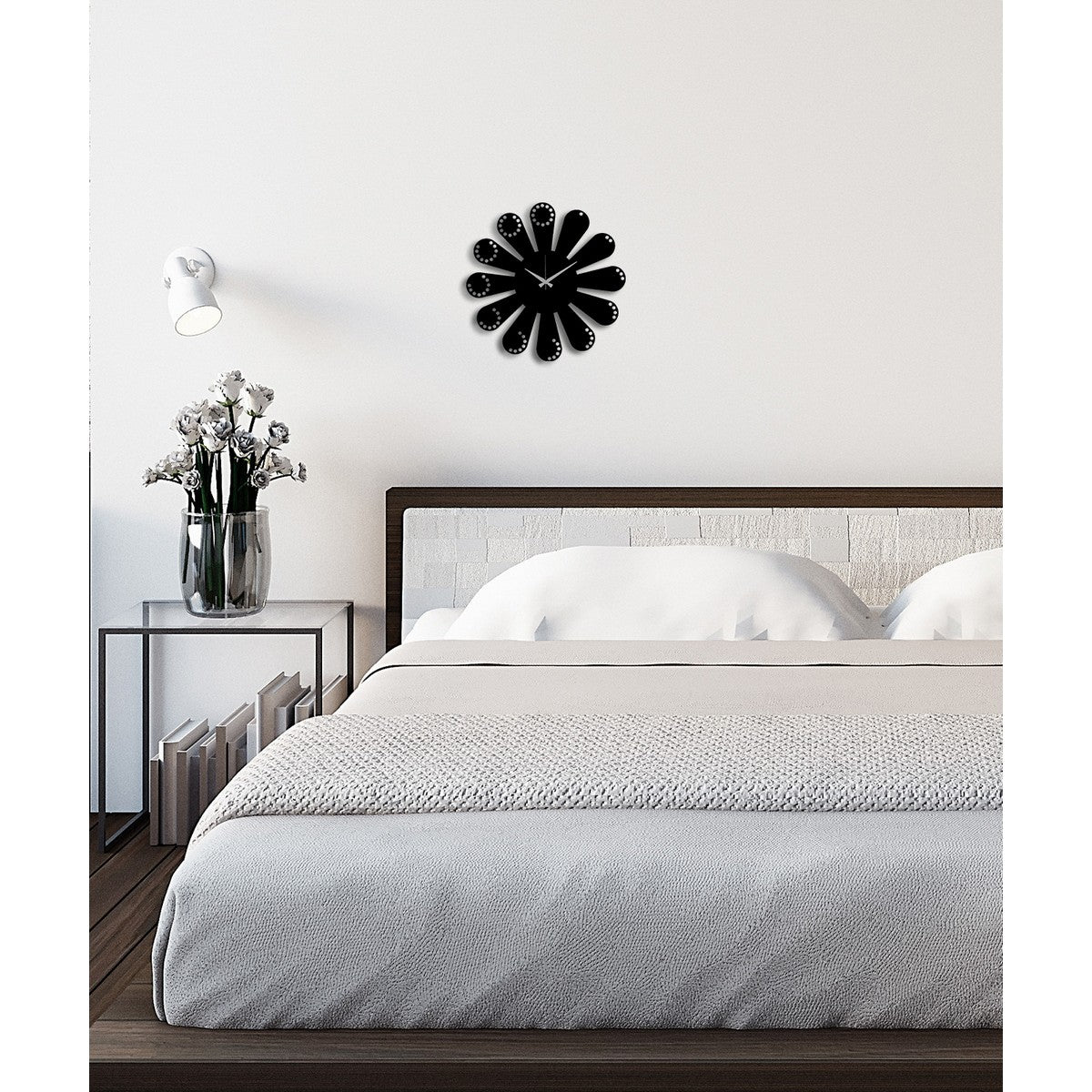 Orologio da Parete Essenziale 12, Nero, Metallo, 45x0,15x45 cm, DESIGN MANIA