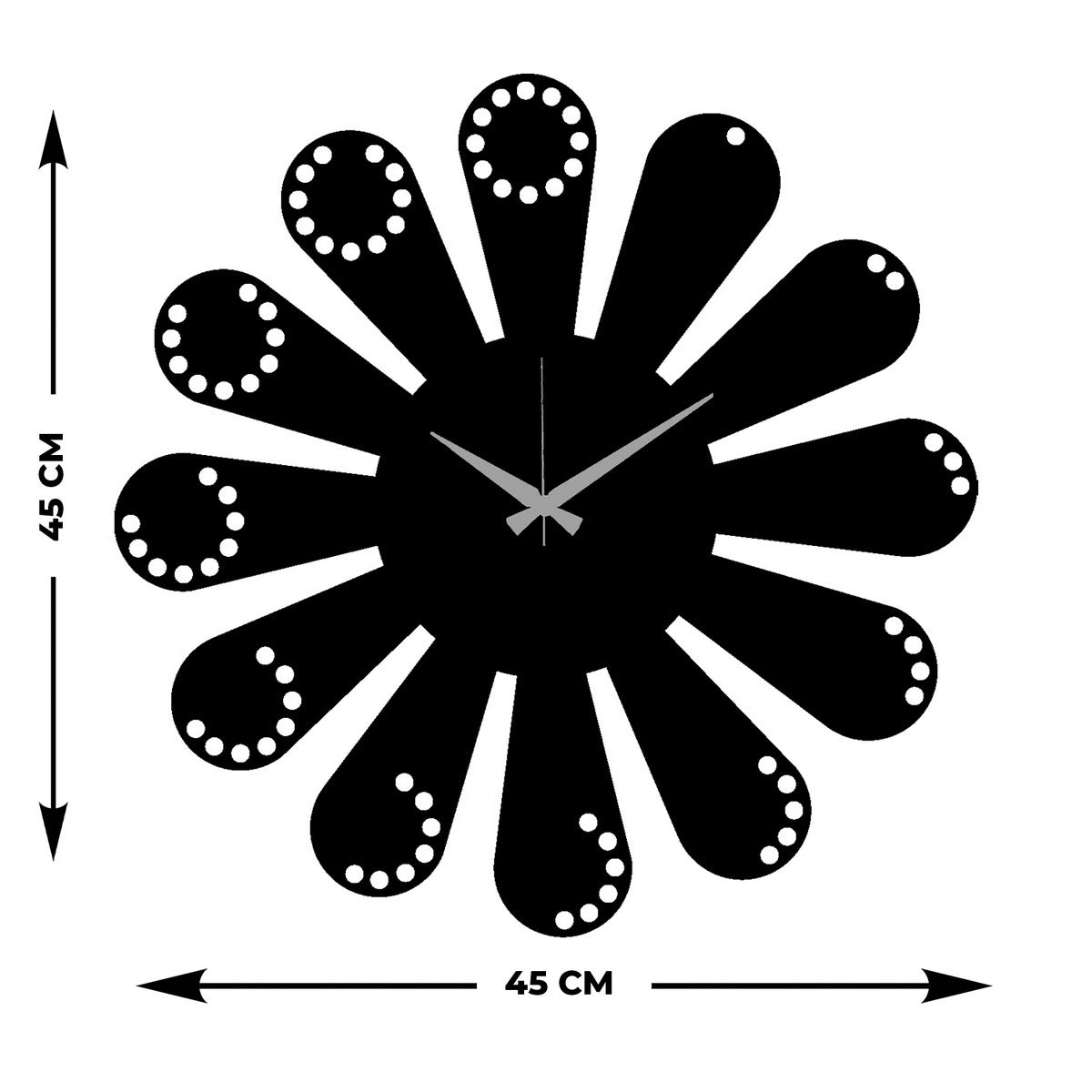 Orologio da Parete Essenziale 12, Nero, Metallo, 45x0,15x45 cm, DESIGN MANIA