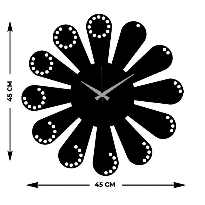 Orologio da Parete Essenziale 12, Nero, Metallo, 45x0,15x45 cm, DESIGN MANIA
