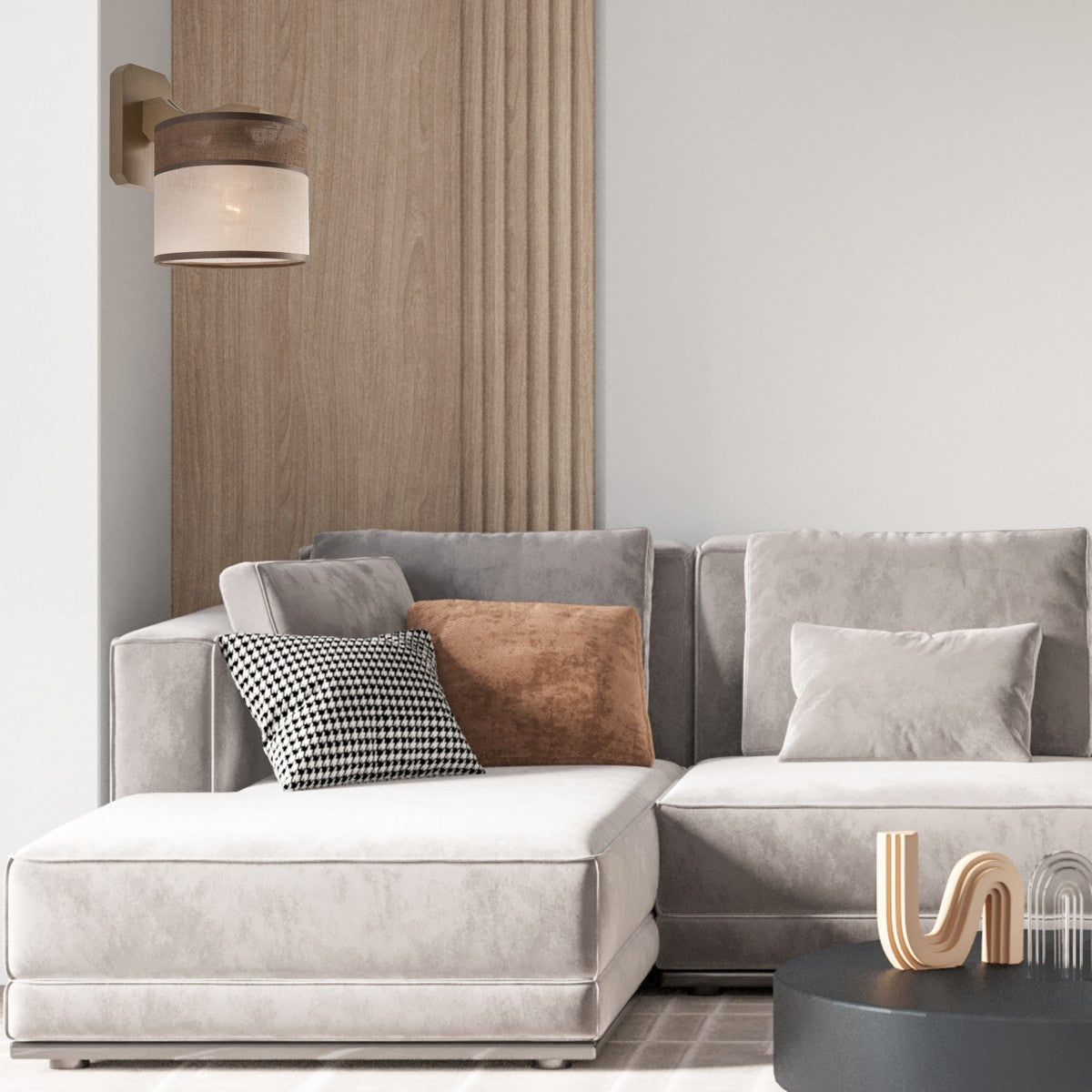 Lampada a Parete Andrea, Marrone, Legno, 23x23x23 cm, Seven Design