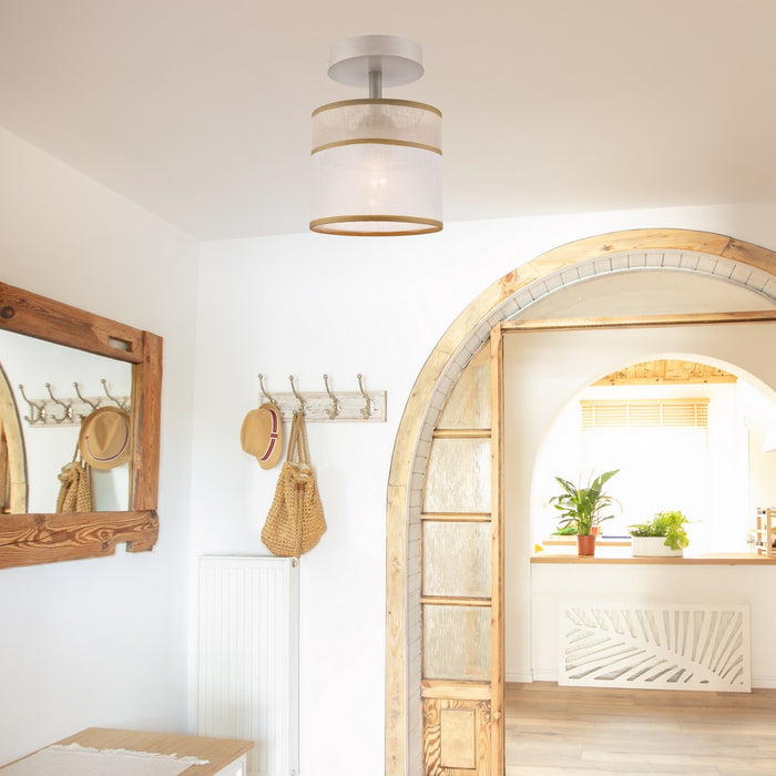 Lampada a Soffitto Andrea, Bianco, Legno, 25x16x16 cm, Seven Design