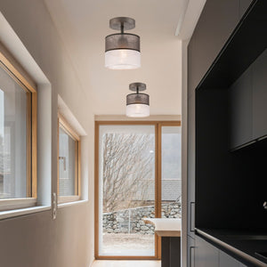 Lampada a Soffitto Andrea, Grigio, Legno, 25x16x16 cm, Seven Design