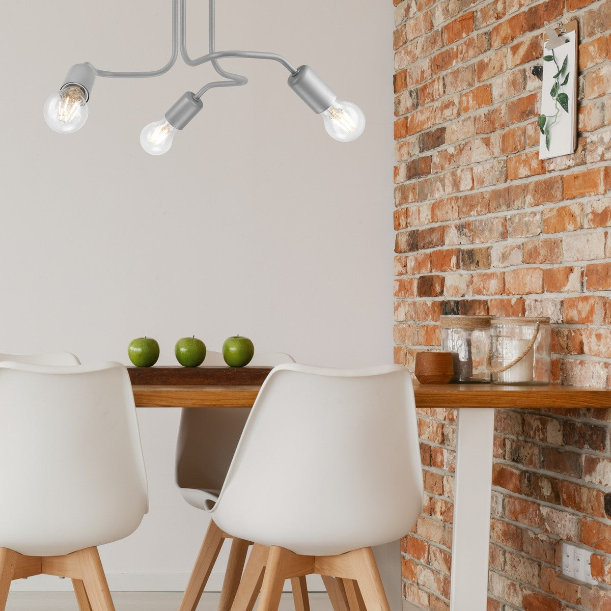 Lampada a Soffitto Charlie, Argento, Metallo, 26x40x40 cm, Seven Design