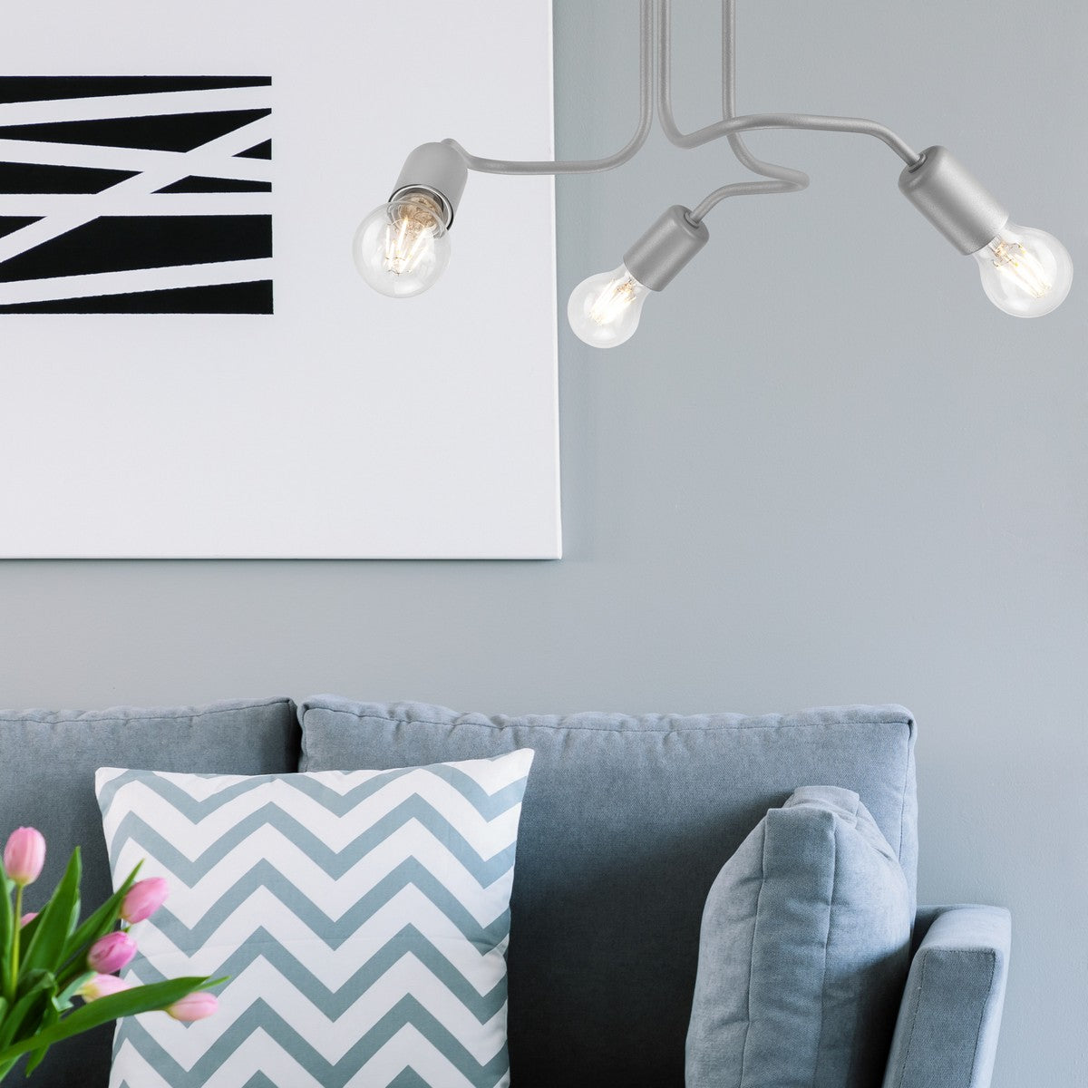 Lampada a Soffitto Charlie, Argento, Metallo, 26x40x40 cm, Seven Design