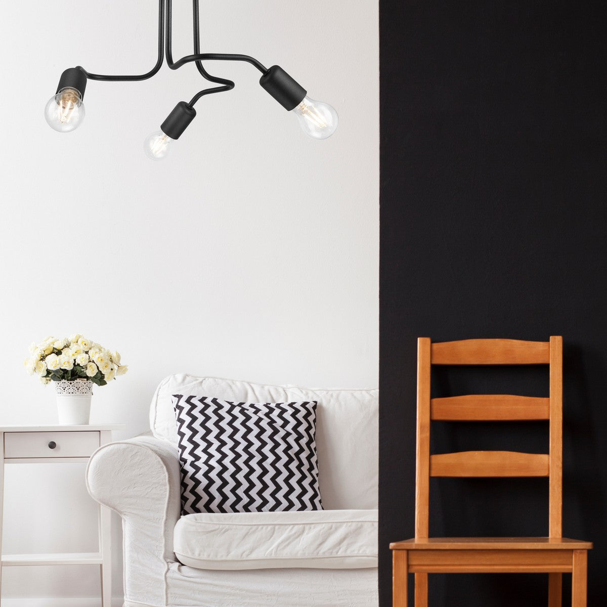 Lampada a Soffitto Charlie, Nero, Metallo, 26x40x40 cm, Seven Design