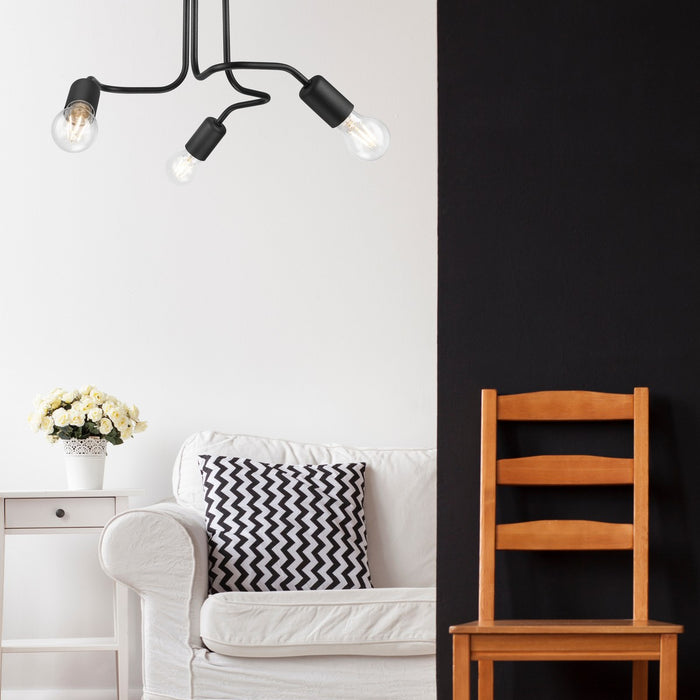 Lampada a Soffitto Charlie, Nero, Metallo, 26x40x40 cm, Seven Design