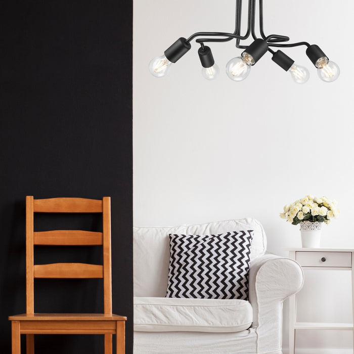 Lampada a Soffitto Charlie, Nero, Metallo, 26x44x40 cm, Seven Design