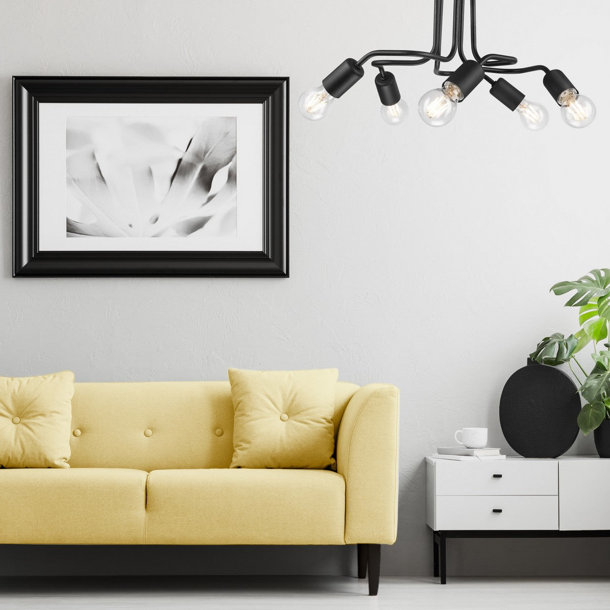 Lampada a Soffitto Charlie, Nero, Metallo, 26x44x40 cm, Seven Design