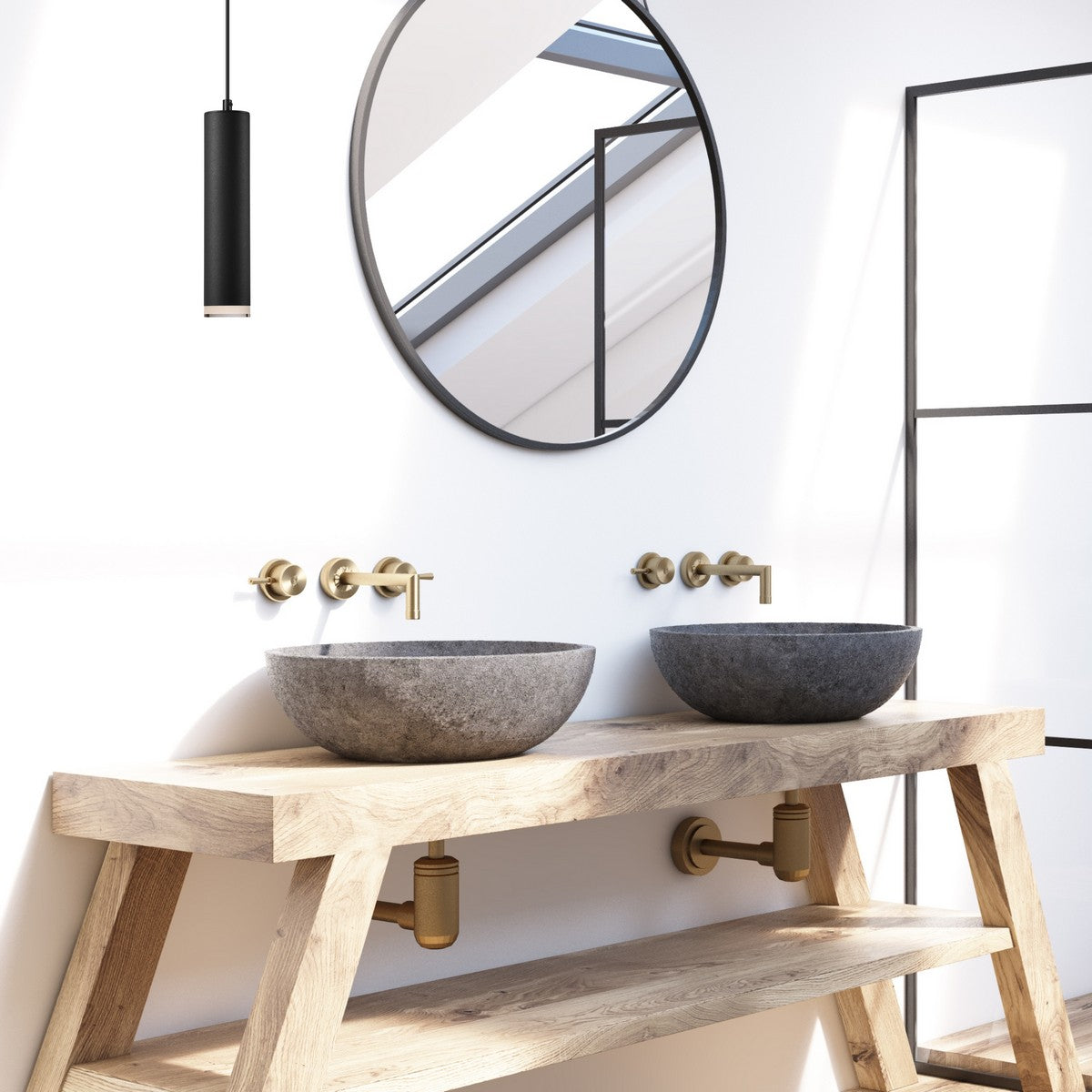 Lampada a Sospensione Franco, Nero, Metallo, 100x8x8 cm, Seven Design