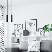 Lampada a Sospensione Franco, Nero, Metallo, 99x32x8 cm, Seven Design