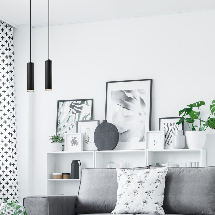 Lampada a Sospensione Franco, Nero, Metallo, 99x32x8 cm, Seven Design