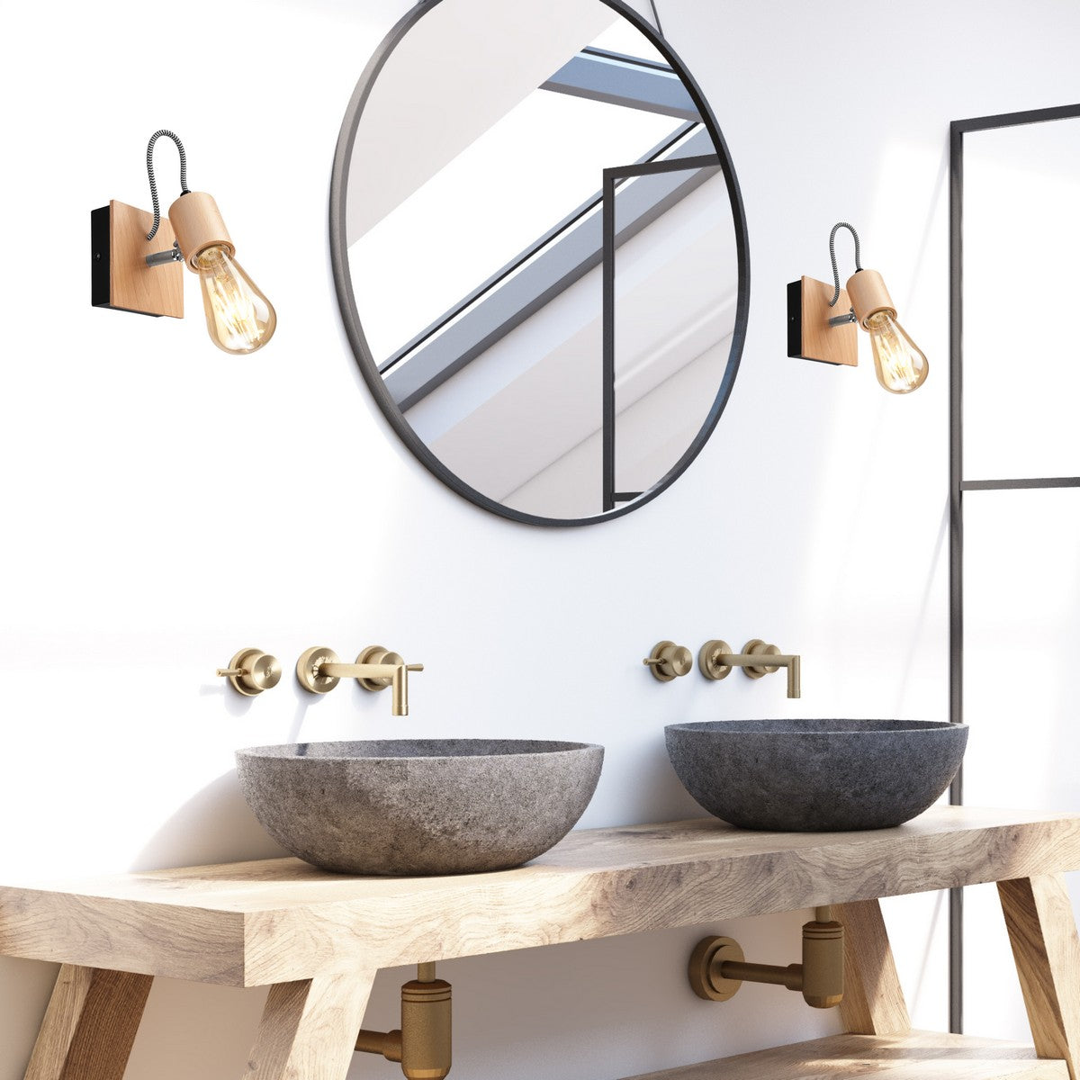 Lampada a Parete Gustavo 1, Marrone, Metallo, 11x13x13 cm, Seven Design