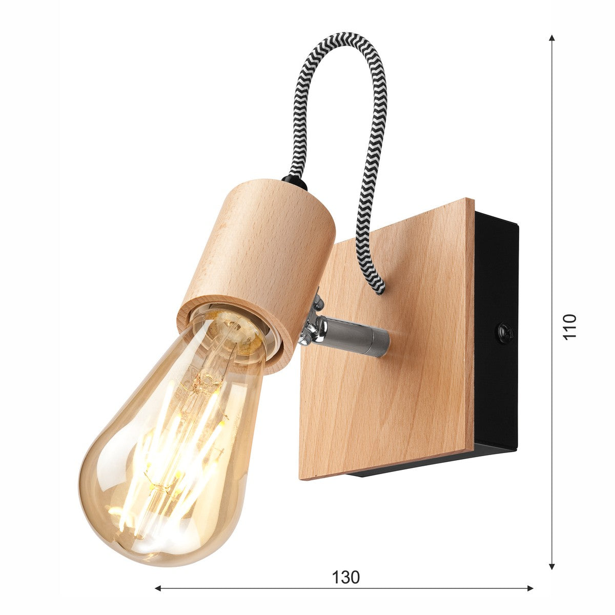 Lampada a Parete Gustavo 1, Marrone, Metallo, 11x13x13 cm, Seven Design