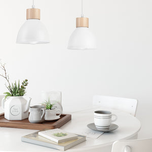 Lampada a Sospensione Nico, Bianco, Metallo, 82x48x15 cm, Seven Design