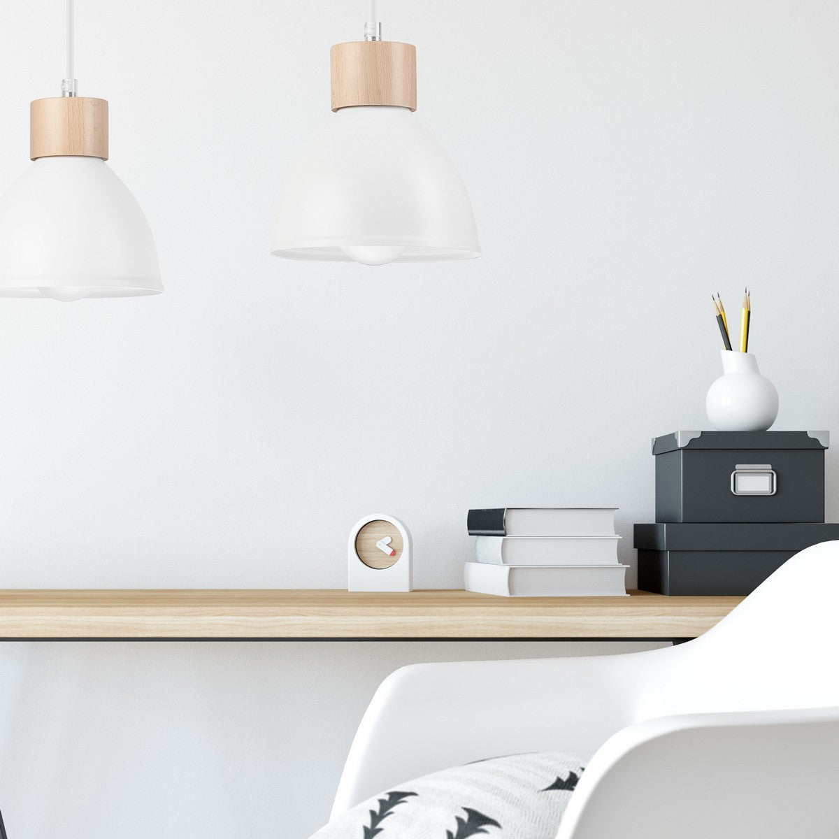 Lampada a Sospensione Nico, Bianco, Metallo, 82x48x15 cm, Seven Design