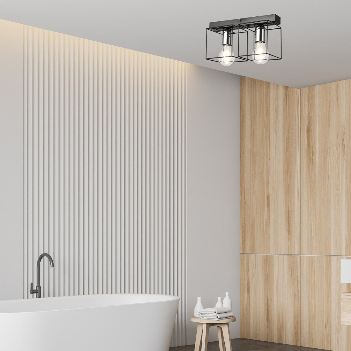 Lampada a Soffitto Mika 8, Nero, Metallo, 17x32x13 cm, Seven Design