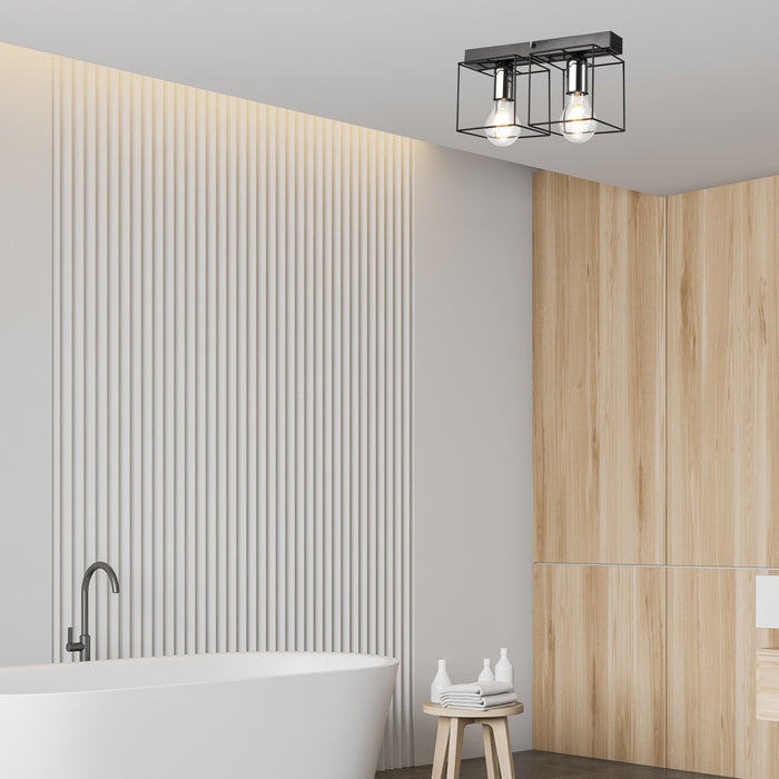 Lampada a Soffitto Mika 8, Nero, Metallo, 17x32x13 cm, Seven Design