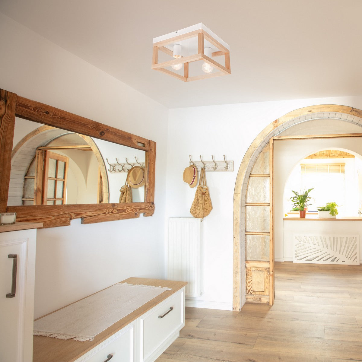 Lampada a Soffitto Villy, Marrone, Metallo, 17x30x30 cm, Seven Design