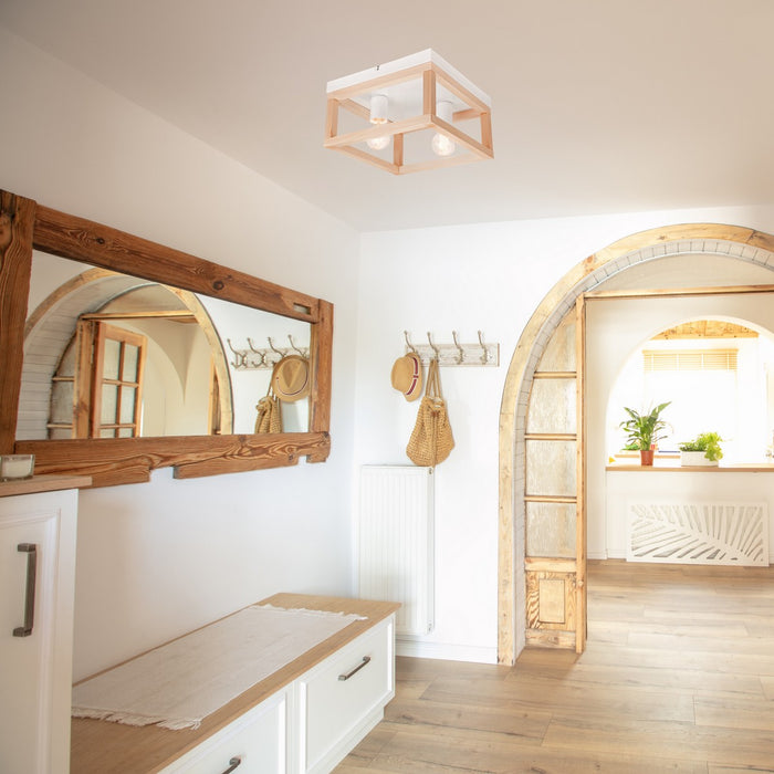 Lampada a Soffitto Villy, Marrone, Metallo, 17x30x30 cm, Seven Design