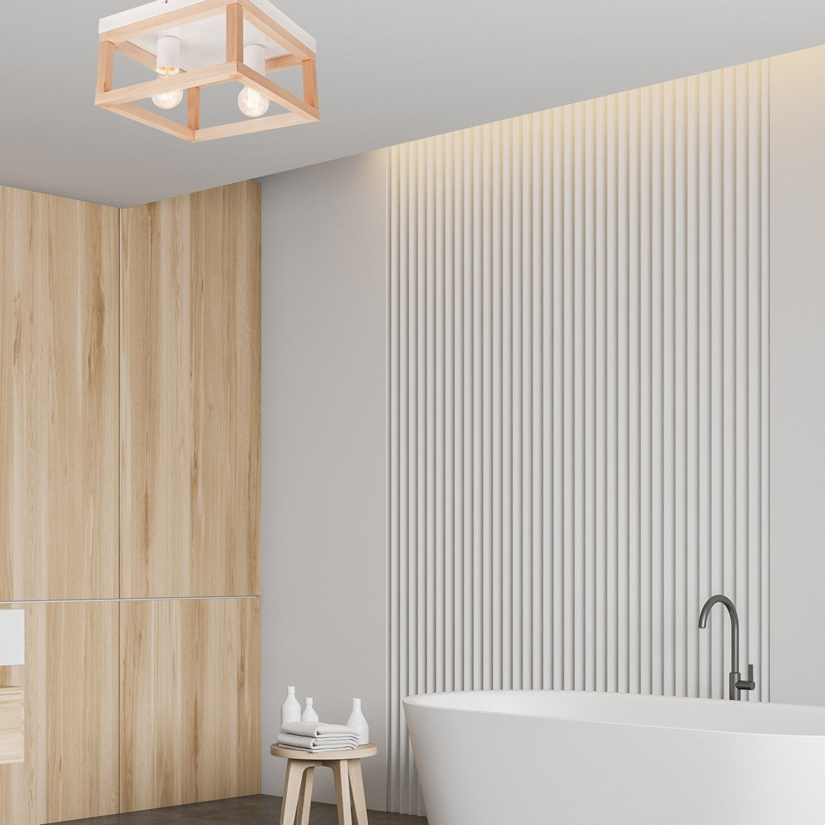 Lampada a Soffitto Villy, Marrone, Metallo, 17x30x30 cm, Seven Design